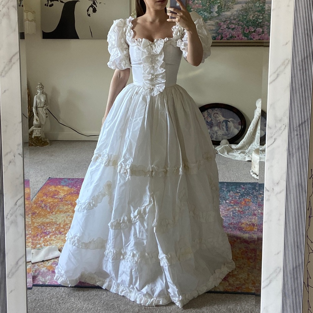 Princess Diana Vintage 80s Wedding Dress Size 0-2 - Picture 5 of 12